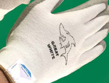 Great White Gloves logo on gloves
